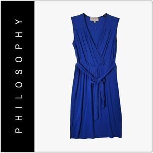 Philosophy Women's Blue Sleeveless Stretch Belted Dress